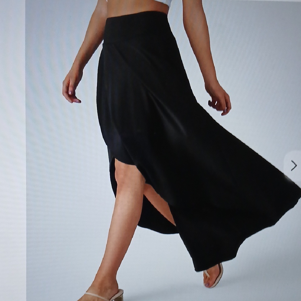 43H Breezeful High Low Ruffle Flowy Quick Dry Casual Maxi Skirt